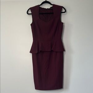 White House Black Market Elegant Burgundy Peplum Dress